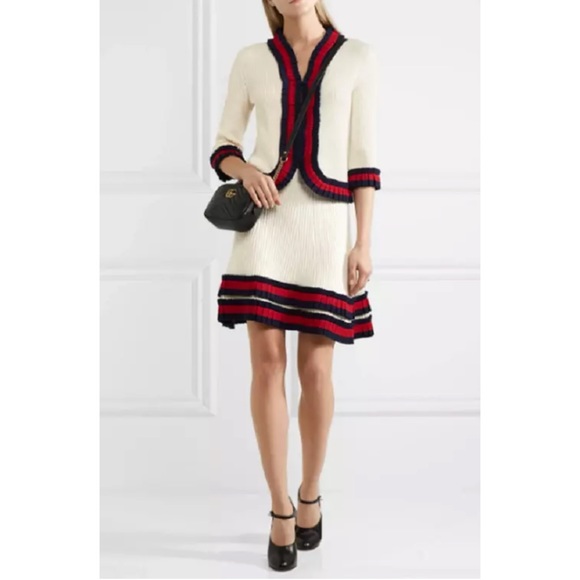 ♥️💙 GUCCI Ruffle Trim Wool Cardigan Jacket XL - Picture 3 of 12